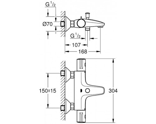 34567000 Grohtherm 800 Термостатический смеситель для ванны, хром 34567000