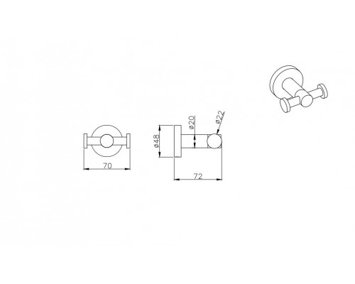 AQ4002MB ВЕГА крючок двойной, матовый черный AQ4002MB