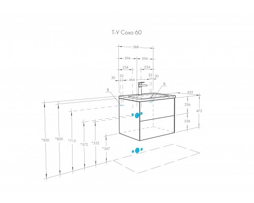 1A2580K1AJA00 Набор: 1A258001AJA00 Тумба-умывальник Сохо 60 Дуб Веллингтон/ 1WH501606 РаковинаЭлина 60 1A2580K1AJA00