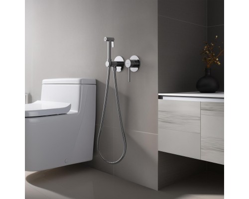 AQ1319CR ЕВРОПА комплект для гигиенического душа встроенный 2 отв. (смеситель + гигиеническая лейка + шланг) AQ1319CR