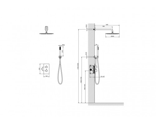 AQ1376BG ЕВРОПА Set 3 в 1 душевой комплект 2 режима, шлиф. золото AQ1376BG