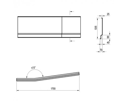 Передняя панель для ванны BE HAPPY II 170 P белая CZ95100A00