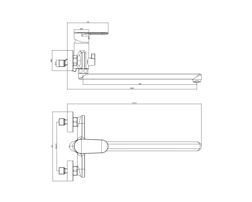 AQ1842MB НИКА смеситель для ванны с длинным изливом, матовый черный AQ1842MB