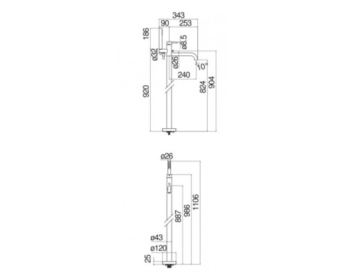 WE00180/TBM LIVE смеситель для ванны напольный, матовый черный WE00180/TBM