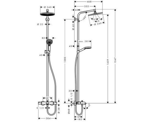 27298000 HG Crometta E 240 1jet Showerpipe душевая система 27298000