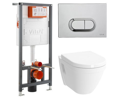 9003B003-7201 Комплект: S50 Rim-Ex унитаз подвесной безободковый с сидением МЛ+ инсталляция и панель смыва глянец хром 9003B003-7201