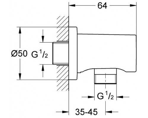 22118KF0 Rainshower Подключение для душевого шланга Rainshower, DN 15, фантомный чёрный 22118KF0