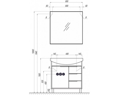 1A216502RI010 Зеркало Рико 80 1A216502RI010