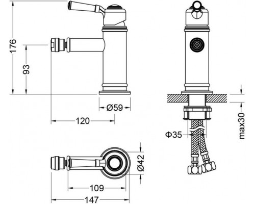 AQ1518PG КЛАССИК смеситель для биде, полир. золото AQ1518PG