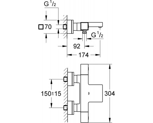 34497000 Grohtherm Cube Термостатический смеситель для ванны, хром 34497000