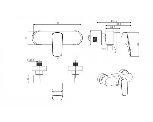 AQ1060CR ВЕГА смеситель для душа AQ1060CR
