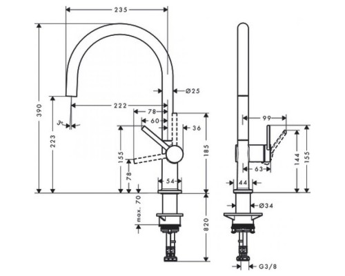 72804670 HG M54 Talis 220 смеситель для кухни матовый черный 72804670