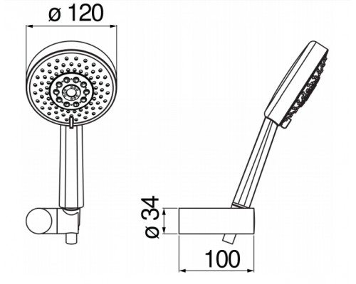 AD146/48FLP душевой набор, глянцевый черный AD146/48FLP