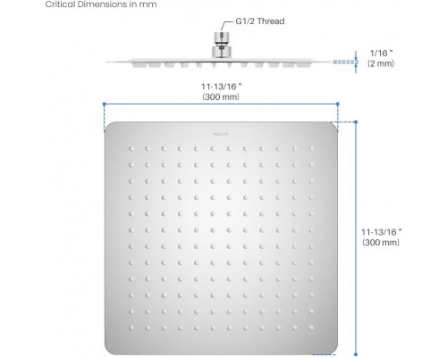 AQ2074CR квадратный верхний душ 3003002 мм AQ2074CR