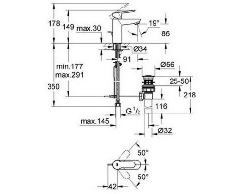 23328000 BauEdge Смеситель для раковины, сливной гарнитур, хром 23328000