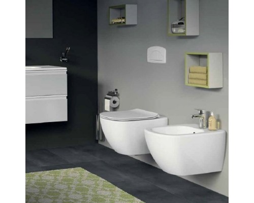 T457001 TESI Подвесное биде, с отверстием под смеситель, с отверстием перелива, с крепежом (для полностью скрытого монтажа) T457001