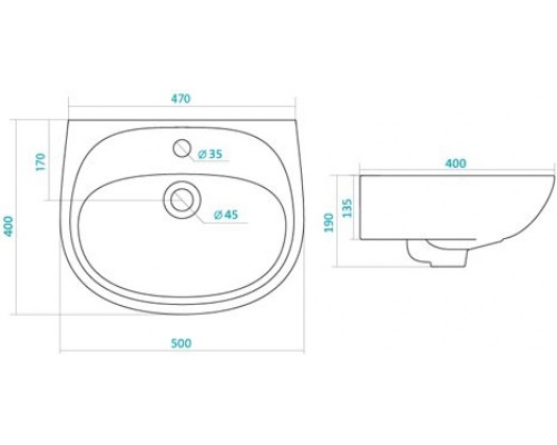 1.WH11.0.496 АНИМО умывальник 50 см 1.WH11.0.496