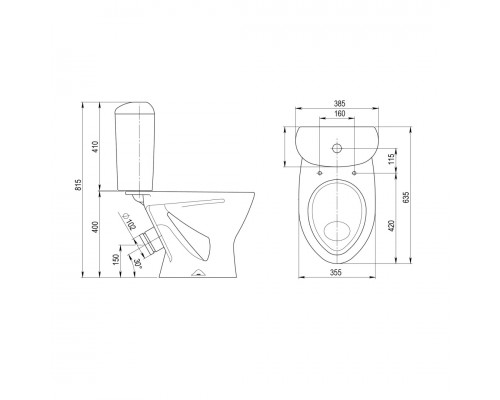 1P4015S0000BF Унитаз-компакт Версия белый, сидение полипропилен (арт.188015S0020B0), кос вып 1.P401.5.S00.00B.F