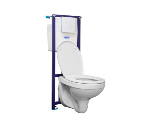 138164S0000B2 Пэк Альфа комфорт (подвес. унитаз с сиденьем полипр. SC, инсталляция, белая панель) (НОВИНКА) 1.3816.4.S00.00B.2