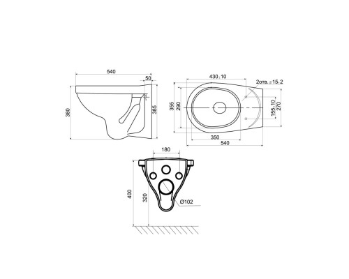 138164S0000B2 Пэк Альфа комфорт (подвес. унитаз с сиденьем полипр. SC, инсталляция, белая панель) (НОВИНКА) 1.3816.4.S00.00B.2