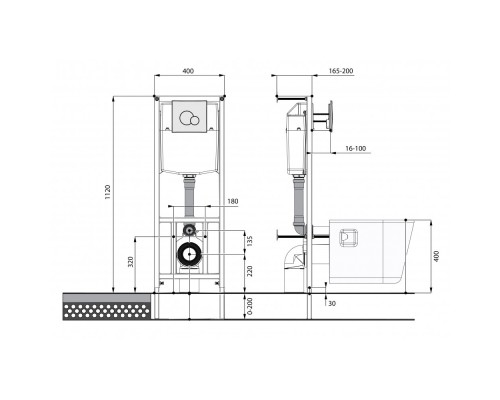 138164S0000B2 Пэк Альфа комфорт (подвес. унитаз с сиденьем полипр. SC, инсталляция, белая панель) (НОВИНКА) 1.3816.4.S00.00B.2