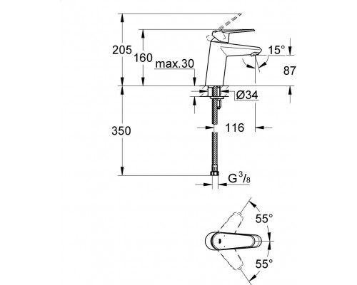 3246920E Eurodisc Cosmopolitan Смеситель для раковины с ограничением расхода воды, хром 3246920E