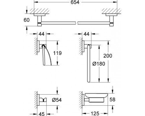 40344001 Essentials Набор аксес.(5 предметов), хром 40344001