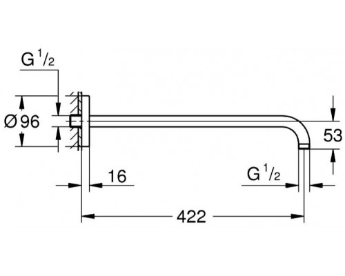 26146000 Rainshower Душ.кронштейн, вынос 450 мм, хром 26146000