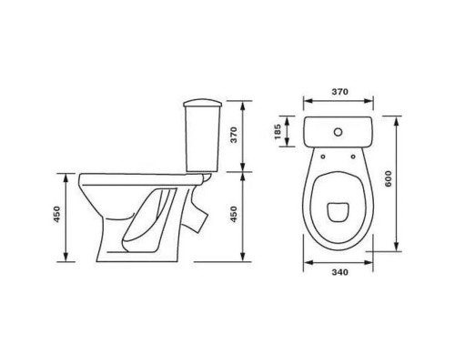 42301120012 Унитаз-компактПерсонаСтандарт (с откидным окрашенным поручнем) подвод воды нижний, косой выпуск 42301120012