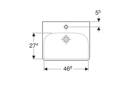 500.256.01.1 Smyle Square Раковина 50х41 см, с отв. под смеситель, с отв. перелива 500.256.01.1