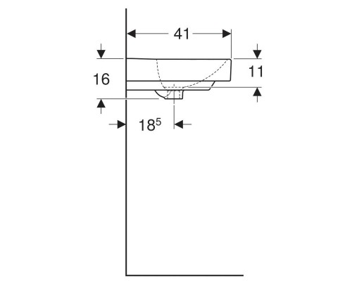 500.256.01.1 Smyle Square Раковина 50х41 см, с отв. под смеситель, с отв. перелива 500.256.01.1