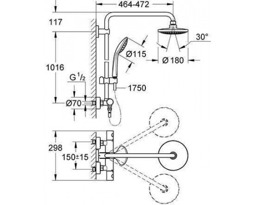 27296001 Euphoria 180 Душевая система с термостатическим смесителем, хром 27296001