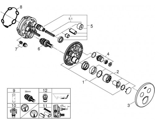 29145000 Grohtherm SmartControl Внешняя часть смесителя на 2 выхода, хром 29145000