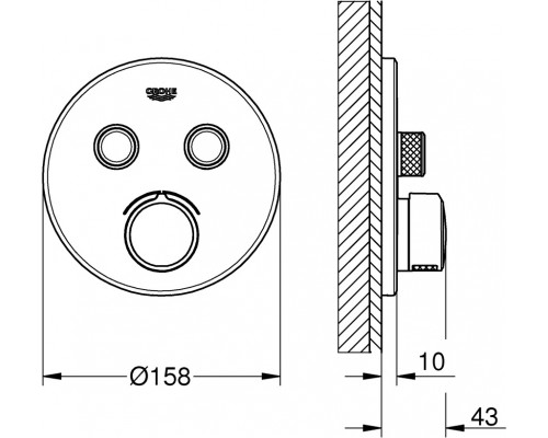 29145000 Grohtherm SmartControl Внешняя часть смесителя на 2 выхода, хром 29145000