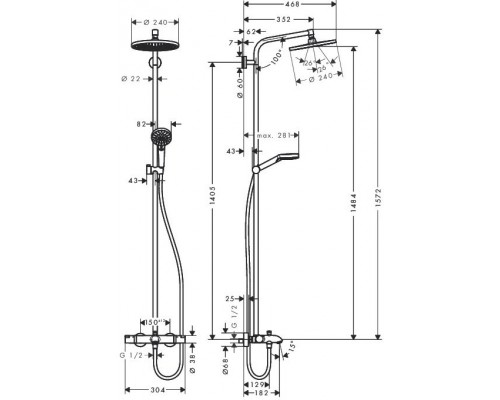 27320000 HG Crometta S 240 1jet Showerpipe душевая система 27320000