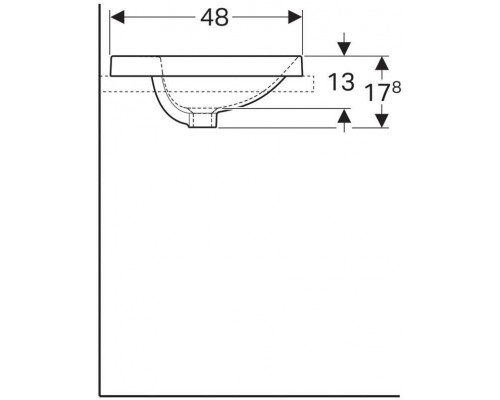 500.726.01.2 Geberit VariForm Раковина встраиваемая в столешницу овальной формы, 60х48 см, с отв. под смеситель, без отв. перелива 500.726.01.2