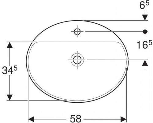 500.726.01.2 Geberit VariForm Раковина встраиваемая в столешницу овальной формы, 60х48 см, с отв. под смеситель, без отв. перелива 500.726.01.2