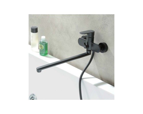 AQ1842MB НИКА смеситель для ванны с длинным изливом, матовый черный AQ1842MB