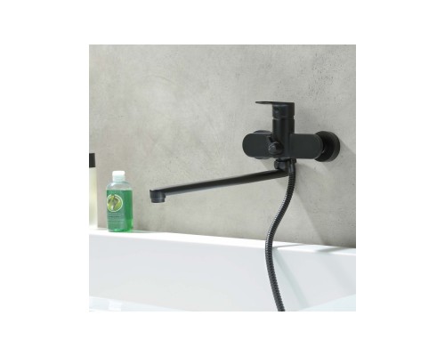 AQ1842MB НИКА смеситель для ванны с длинным изливом, матовый черный AQ1842MB