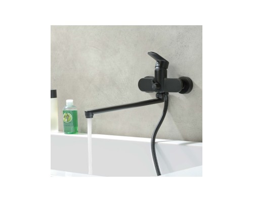 AQ1842MB НИКА смеситель для ванны с длинным изливом, матовый черный AQ1842MB