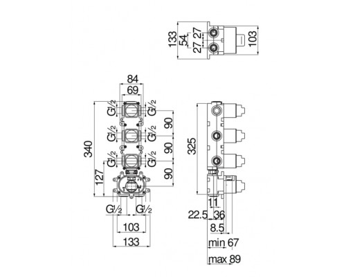 WE00104 скрытая часть термостатического смесителя WE00104