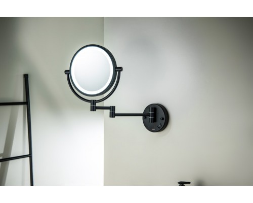 AQ4912MB зеркало косметическое настенное с подсветкой 5х, матовый черный AQ4912MB