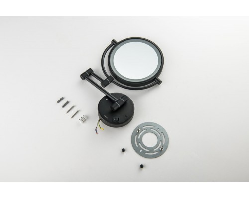 AQ4912MB зеркало косметическое настенное с подсветкой 5х, матовый черный AQ4912MB