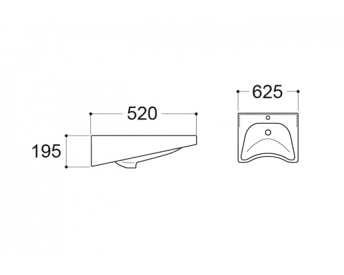 AQ2211-00 раковина для людей с ограниченными возможностями 630530180, крепеж AQ2211-00