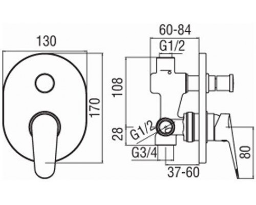BS101100CR BLUES смеситель для ванны (внешняя и скрытая часть) BS101100CR