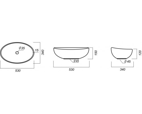 RINGO CUT Умывальник накладной 54 см Белый S1 (WB.CT/Ringo/54-N.Cut/WHT.G/S1) WB.CT/Ringo/54-N.Cut/WHT.G/S1