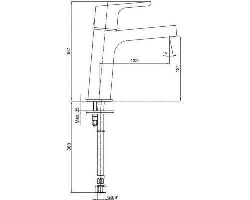 102808940EX LUNA смеситель для раковины 121 без донного клапана золото 102808940EX