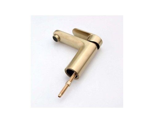 AQ1812BG НИКА смеситель для раковины 90 без донного клапана с гигиеническим ручным душем, шлиф.золото AQ1812BG