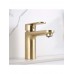 AQ1812BG НИКА смеситель для раковины 90 без донного клапана с гигиеническим ручным душем, шлиф.золото AQ1812BG