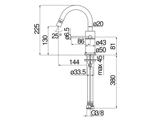 VE125139/3RCP VELIS смеситель для биде без донного клапана, красное золото VE125139/3RCP
